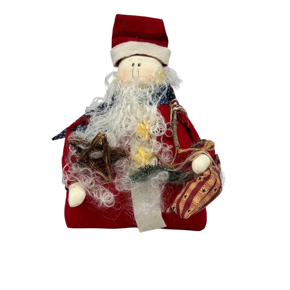 Americana Patriotic Santa Claus Plush Figure Americana Decor Tabletop Display